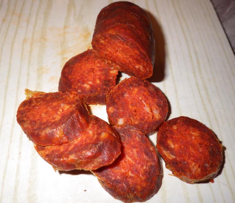 A picture of smoked Hungarian sausages.