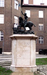 A statue of St George the dragonslayer.