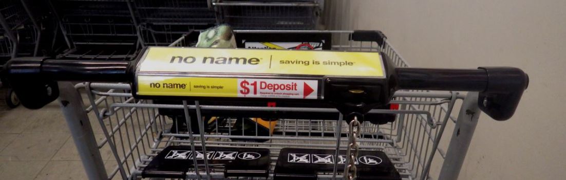 Coin operated shopping cart.